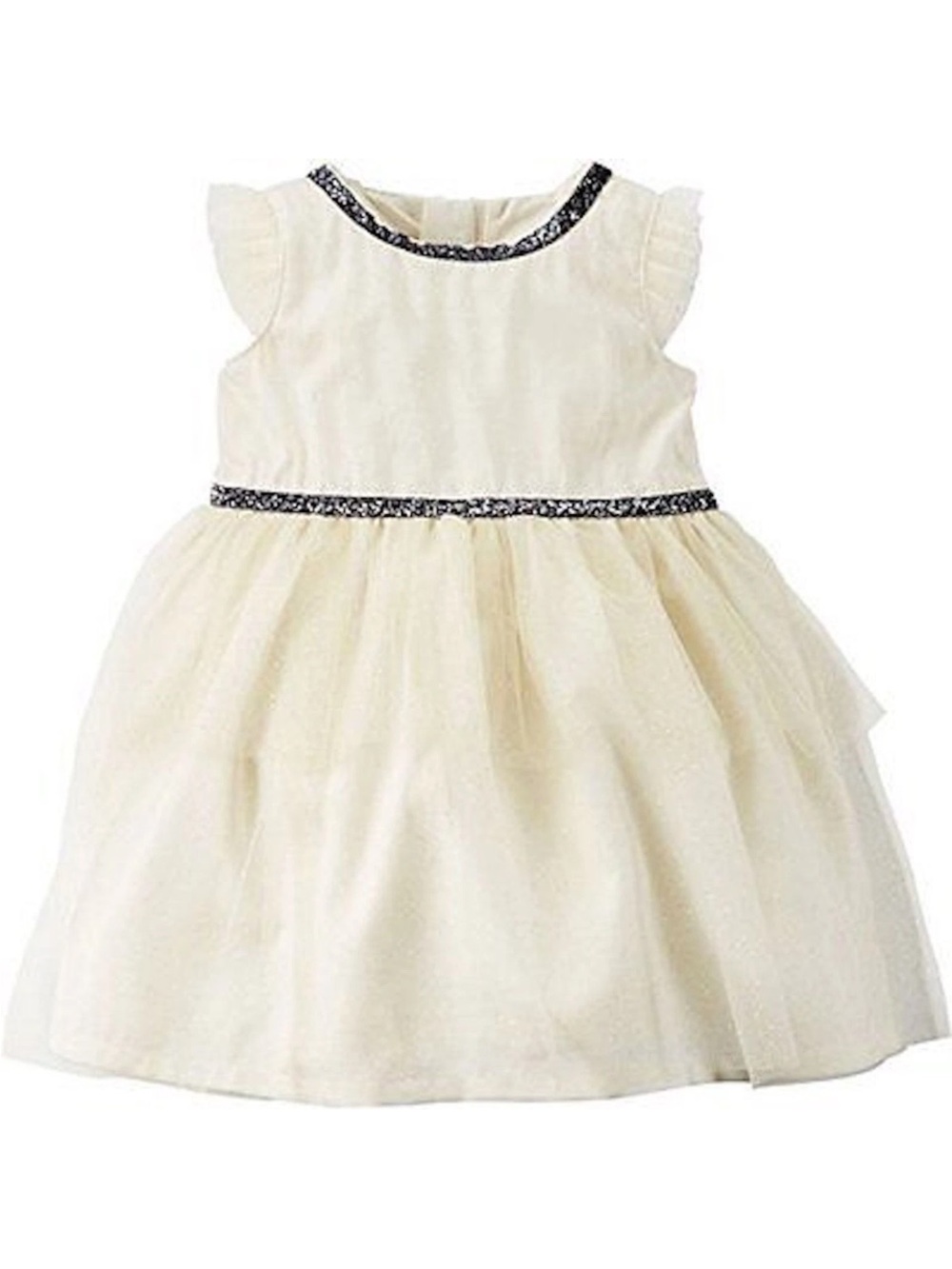Carter's Cream Tulle Dress with Navy Trim